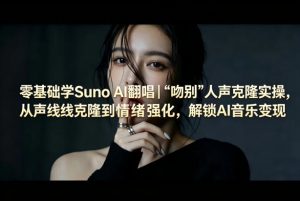 零基础学Suno AI翻唱|《吻别》人声克隆实操,从声线克隆到情绪强化,解锁AI音乐变现-聊项目