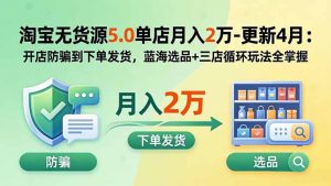 淘宝无货源5.0单店月入2万-更新5月:开店防骗到下单发货,蓝海选品+三店循环玩法全掌握-聊项目