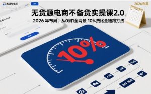 无货源电商不备货实操课2.0,2026年布局,从0到1全网最低10%费比全链路打法【更新26年5月】-聊项目