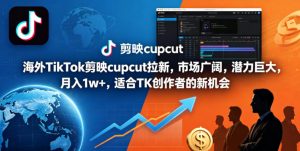 海外TikTok剪映cupcut拉新,市场广阔,潜力巨大,月入1w+,适合TK创作者的新机会-聊项目