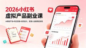 2026小红书虚拟产品副业课,AI原创产品+笔记流量+投流放大,普通人也能稳定变现-聊项目