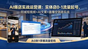 AI爆店实战运营课:实体店0-1流量起号,同城短视频+AI文案+直播全链路实战-聊项目
