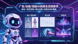 广告/动画/短剧AI视频全流程教学，角色一致性控制+镜头运镜+后期合成全覆盖-聊项目