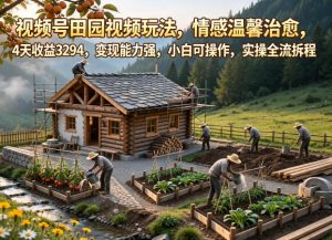 视频号田园视频玩法，情感温馨治愈，4天收益3294，变现能力强，小白可操作，实操全流程拆解-聊项目