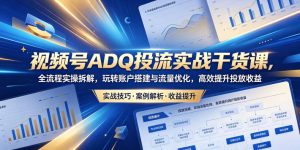 视频号ADQ投流实战干货课,全流程实操拆解,玩转账户搭建与流量优化,高效提升投放收益-聊项目