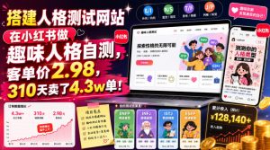 搭建人格测试网站在小红书做趣味人格自测，客单价2.98，310天卖了4.3w单！-聊项目