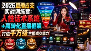 2026直播成交实战训练营：人性话术系统+高转化直播框架，打造千万级主播成交能力-聊项目