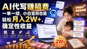 AI代写賺稿费，一单一结，小白宝妈也能轻松月入2W+，确定性收益【揭秘】-聊项目